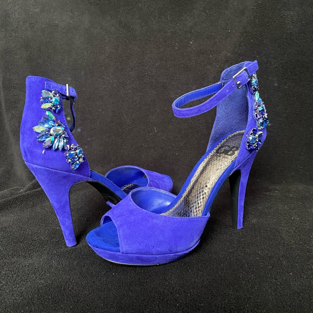 Indigo suede heels